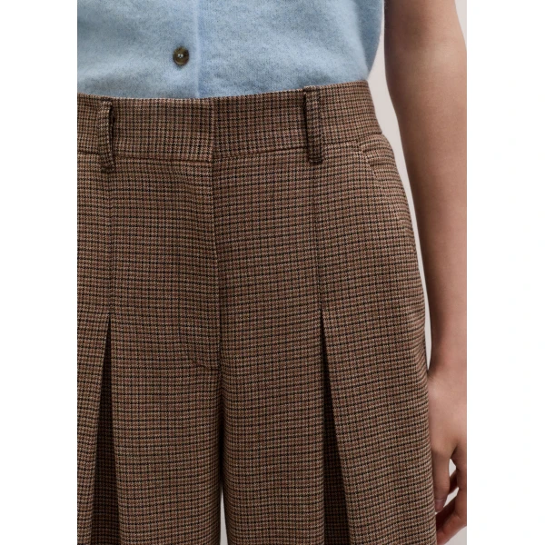 ME+EM Heritage Very Wide Trouser in Pecan Brown Multi