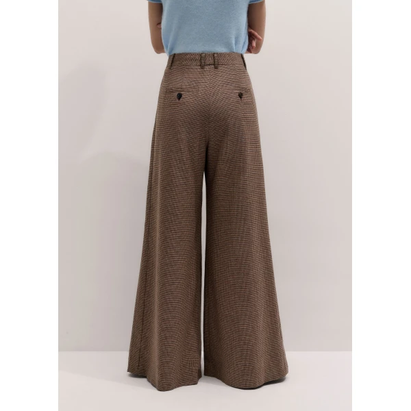ME+EM Heritage Very Wide Trouser in Pecan Brown Multi