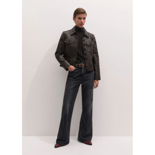 ME+EM High Neck Baby Tee in Dark Chocolate Brown, view 4 | Sweaters | Luxury Shoes 