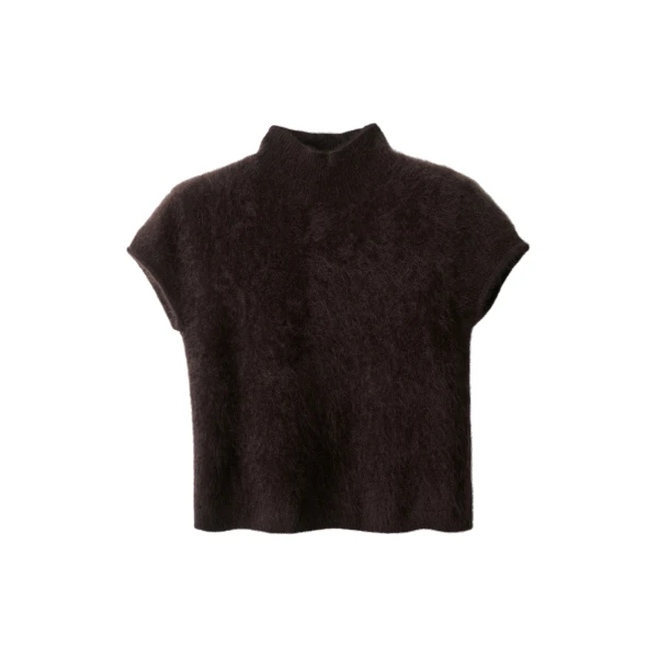 ME+EM High Neck Baby Tee in Dark Chocolate Brown