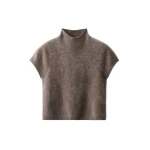 ME+EM High Neck Baby Tee in Heather Brown Mélange | T-shirts | Luxury Shoes 