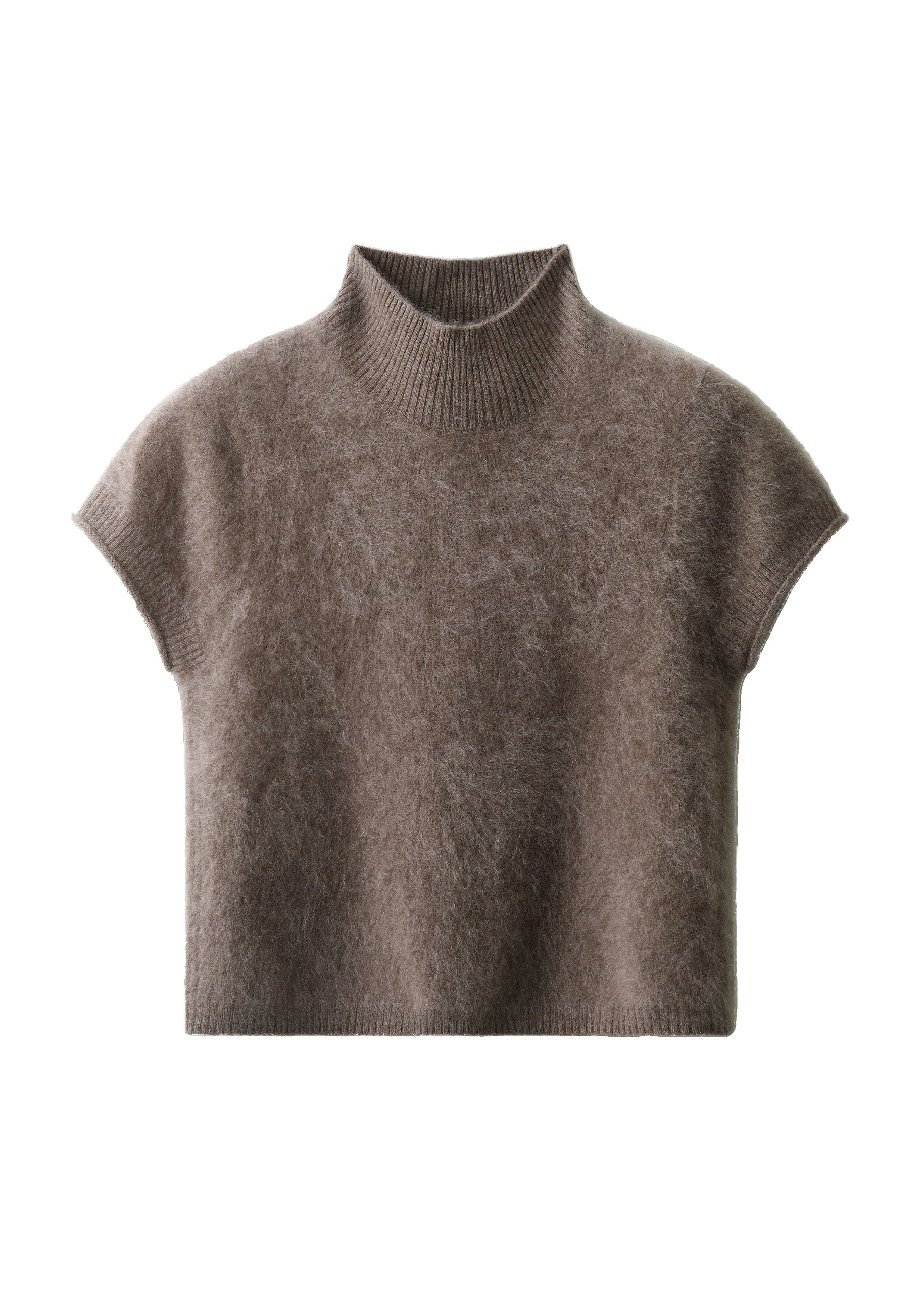 ME+EM High Neck Baby Tee in Heather Brown Mélange ME+EM High Neck Baby Tee in Heather Brown Mélange | T-shirts | Luxury Shoes