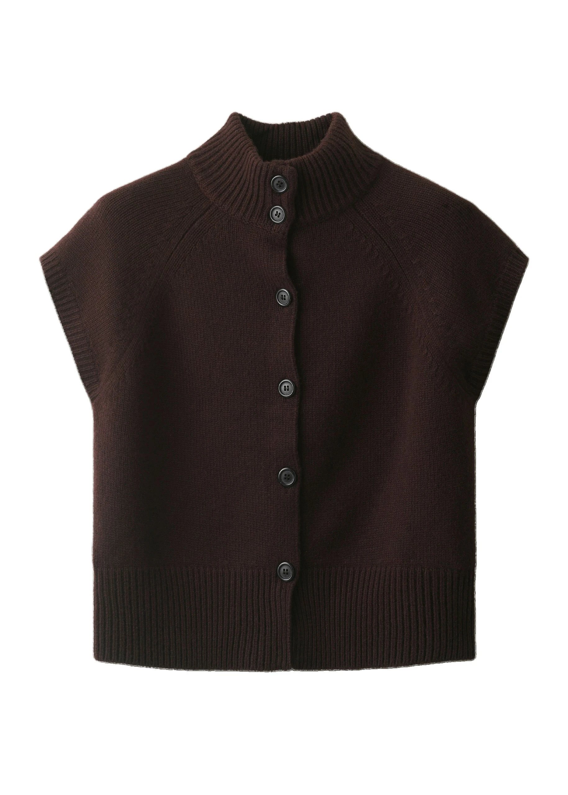 ME+EM High Neck Buttoned Tee in Port Brown | Knitwear | Luxury Shoes ME+EM High Neck Buttoned Tee in Port Brown