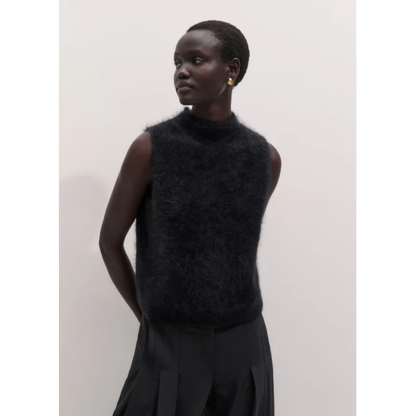 ME+EM High Neck Knit Vest in Black, view 2 | Sweaters | Luxury Shoes 