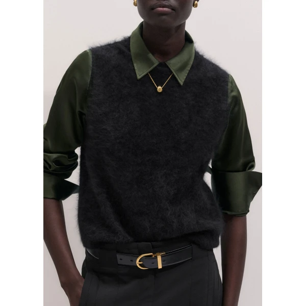 ME+EM High Neck Knit Vest in Black, view 3 | Sweaters | Luxury Shoes 