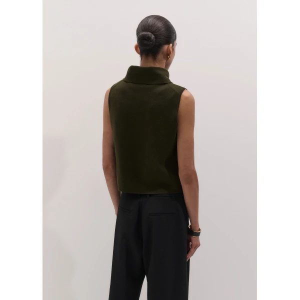 ME+EM High Neck Knit Vest in Rich Olive Green