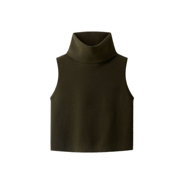 ME+EM High Neck Knit Vest in Rich Olive Green