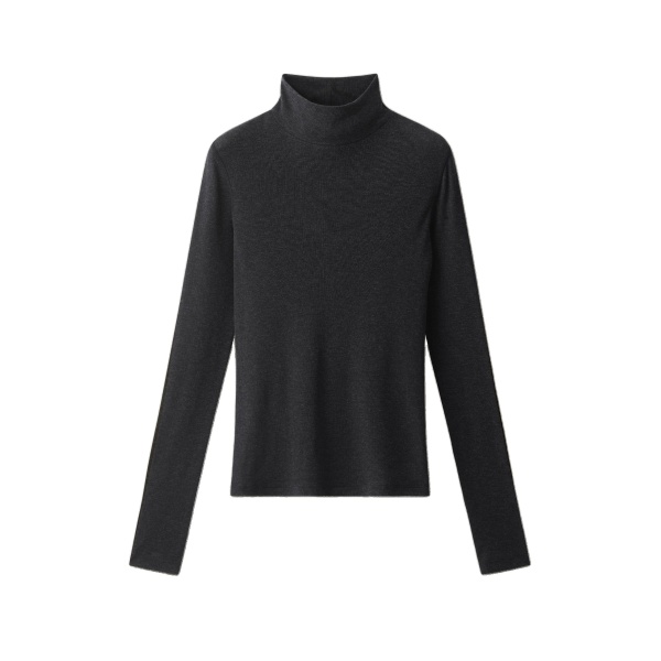 ME+EM High Neck Layering Top in Charcoal Mélange