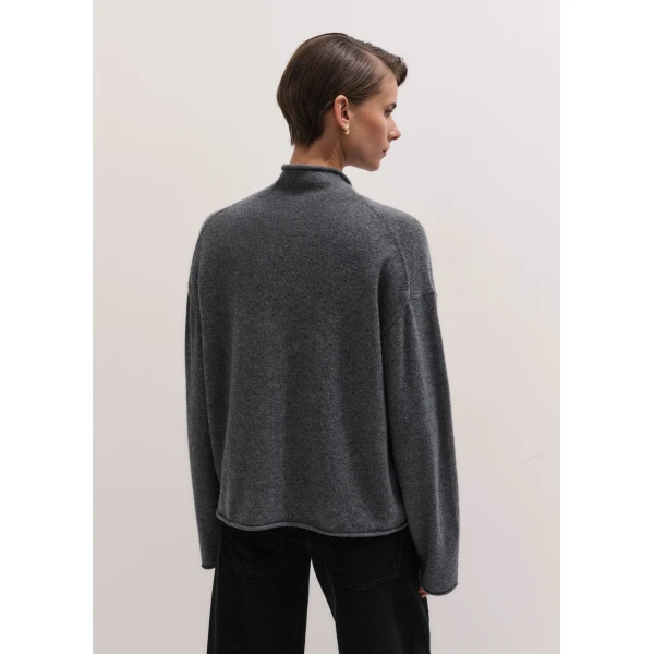 ME+EM High Neck Relaxed Jumper in Mid Grey Mélange