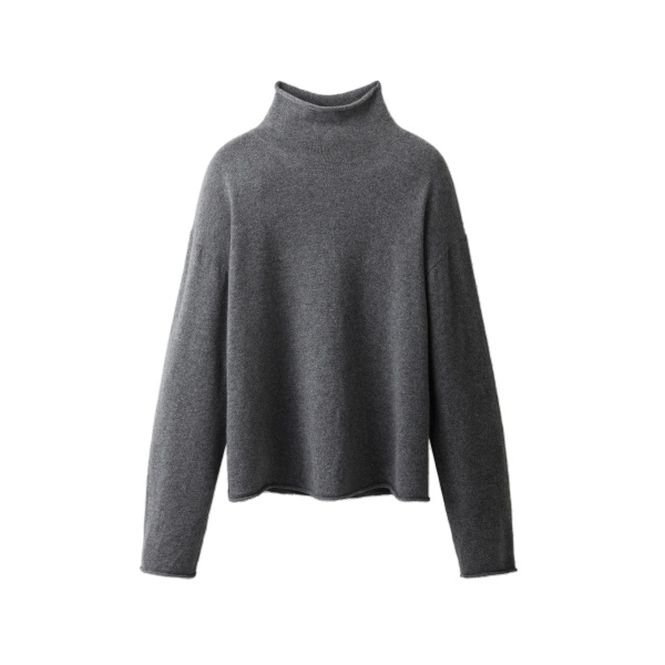 ME+EM High Neck Relaxed Jumper in Mid Grey Mélange
