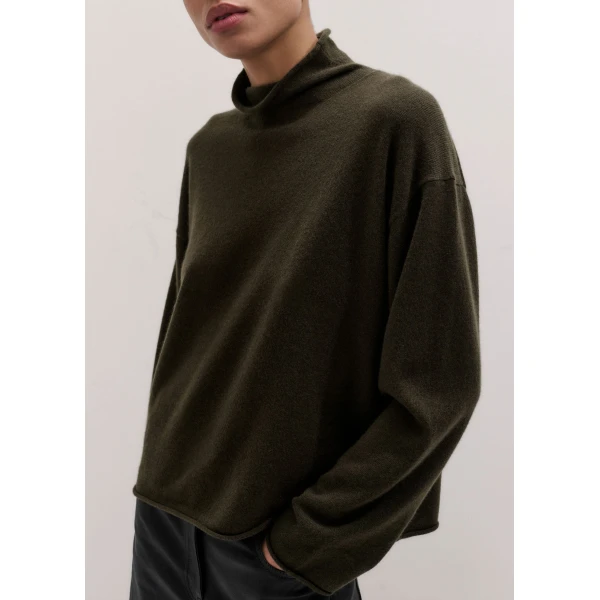 ME+EM High Neck Relaxed Jumper in Rich Olive Green