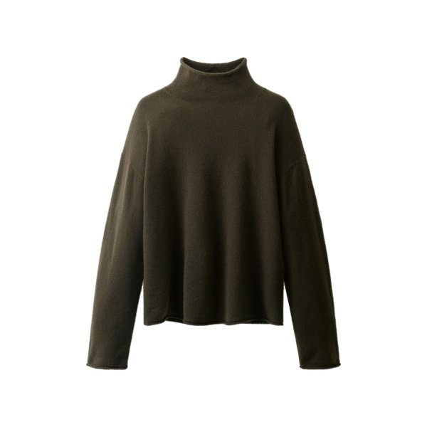 ME+EM High Neck Relaxed Jumper in Rich Olive Green