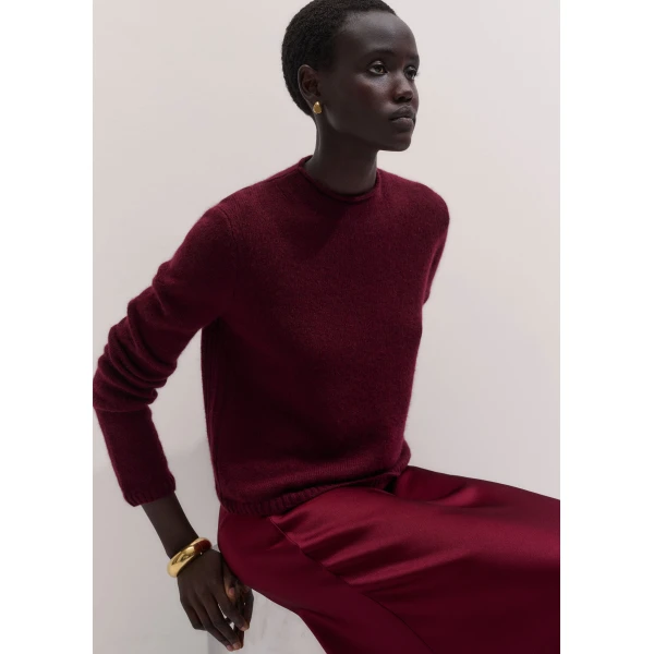 ME+EM High Neck Straight Jumper in Barolo Red