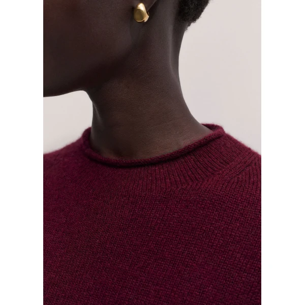 ME+EM High Neck Straight Jumper in Barolo Red