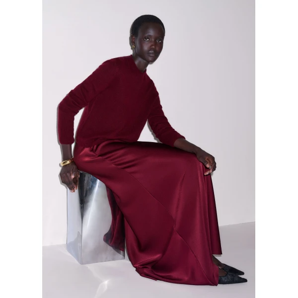 ME+EM High Neck Straight Jumper in Barolo Red