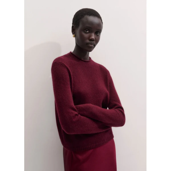 ME+EM High Neck Straight Jumper in Barolo Red