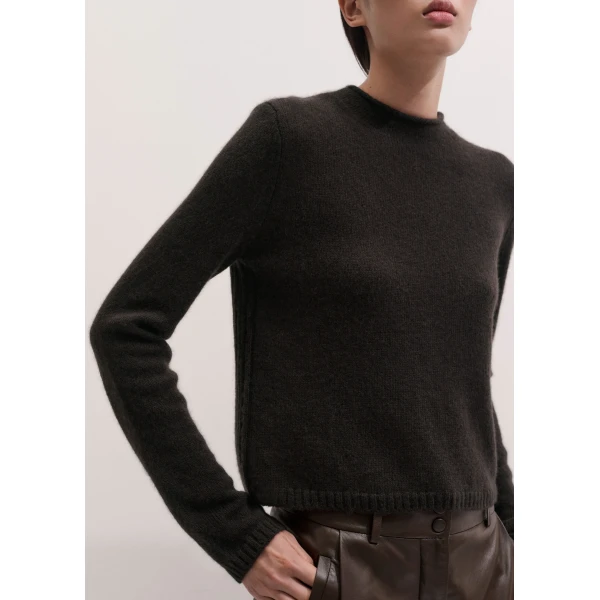 ME+EM High Neck Straight Jumper in Cocoa Brown, view 2 | Sweaters | Luxury Shoes 