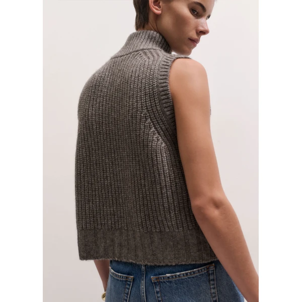 ME+EM High Neck Straight Vest in Heather Brown Mélange