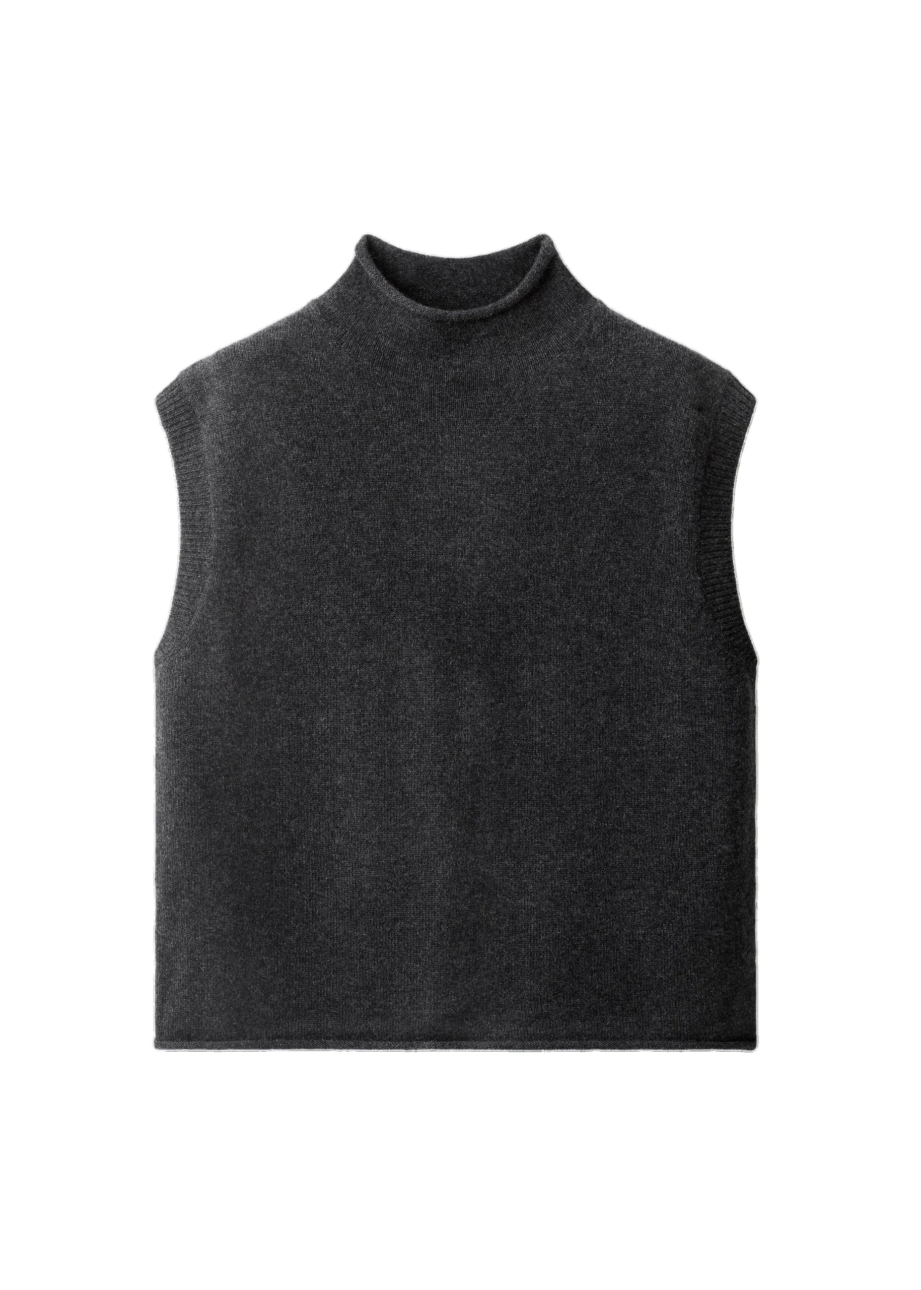 ME+EM High Neck Vest in Charcoal Mélange | Knitwear | Luxury Shoes ME+EM High Neck Vest in Charcoal Mélange