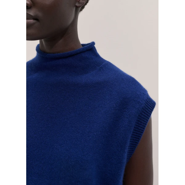 ME+EM High Neck Vest in Jewel Blue, view 3 | Sweaters | Luxury Shoes 