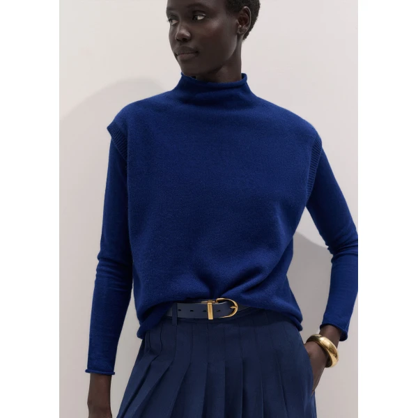 ME+EM High Neck Vest in Jewel Blue, view 4 | Sweaters | Luxury Shoes 