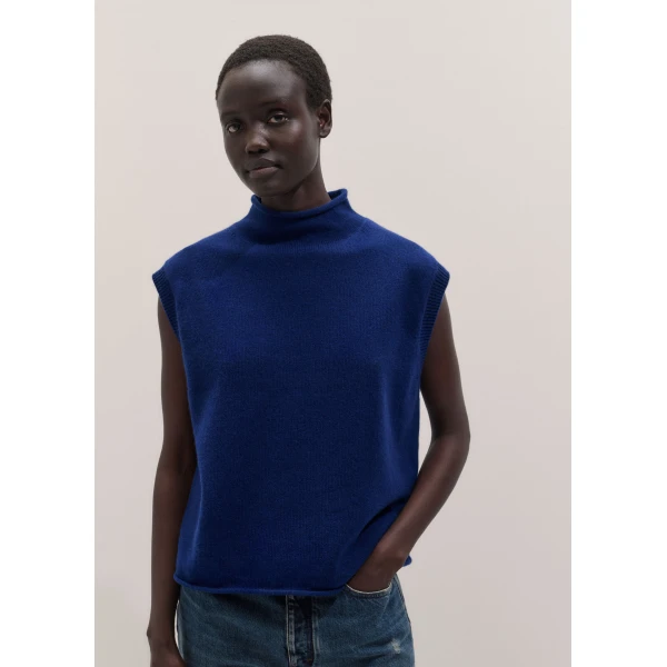 ME+EM High Neck Vest in Jewel Blue, view 5 | Sweaters | Luxury Shoes 
