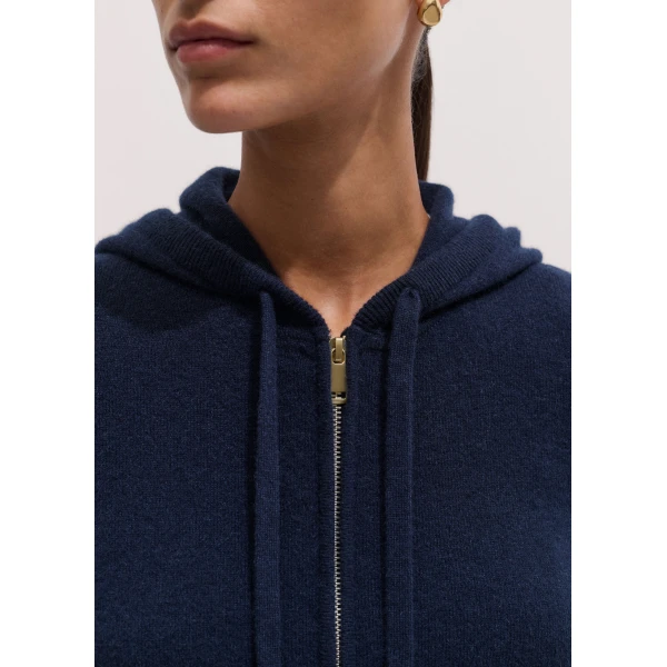 ME+EM Icon Zip Hoodie in Navy, view 3 | Sweaters | Luxury Shoes 