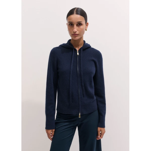 ME+EM Icon Zip Hoodie in Navy, view 6 | Sweaters | Luxury Shoes 