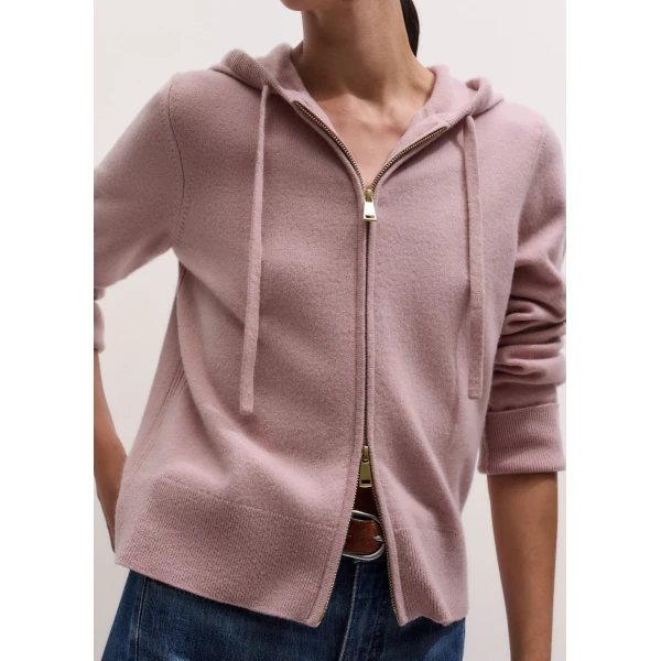 ME+EM Icon Zip Hoodie in Smoke Pink, view 2 | Sweaters | Luxury Shoes 