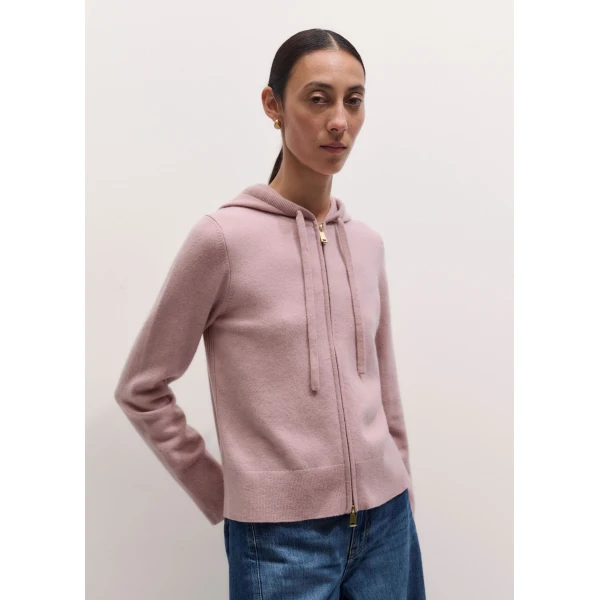 ME+EM Icon Zip Hoodie in Smoke Pink, view 5 | Sweaters | Luxury Shoes 