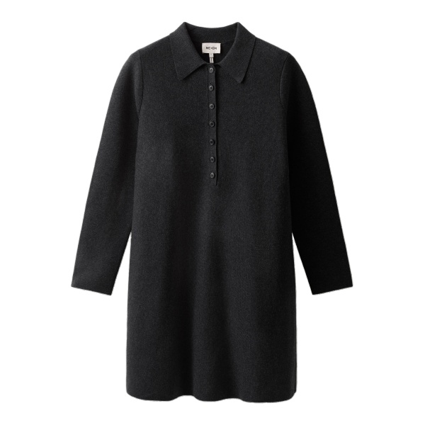 ME+EM Knit Mini Swing Dress in Charcoal Mélange