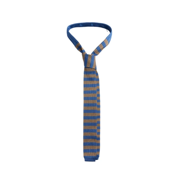 ME+EM Knit Tie in Gold/Chambray Blue