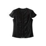 ME+EM Lace Straight Blouse in Black