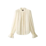 ME+EM Lace Trim Blouse in Light Cream