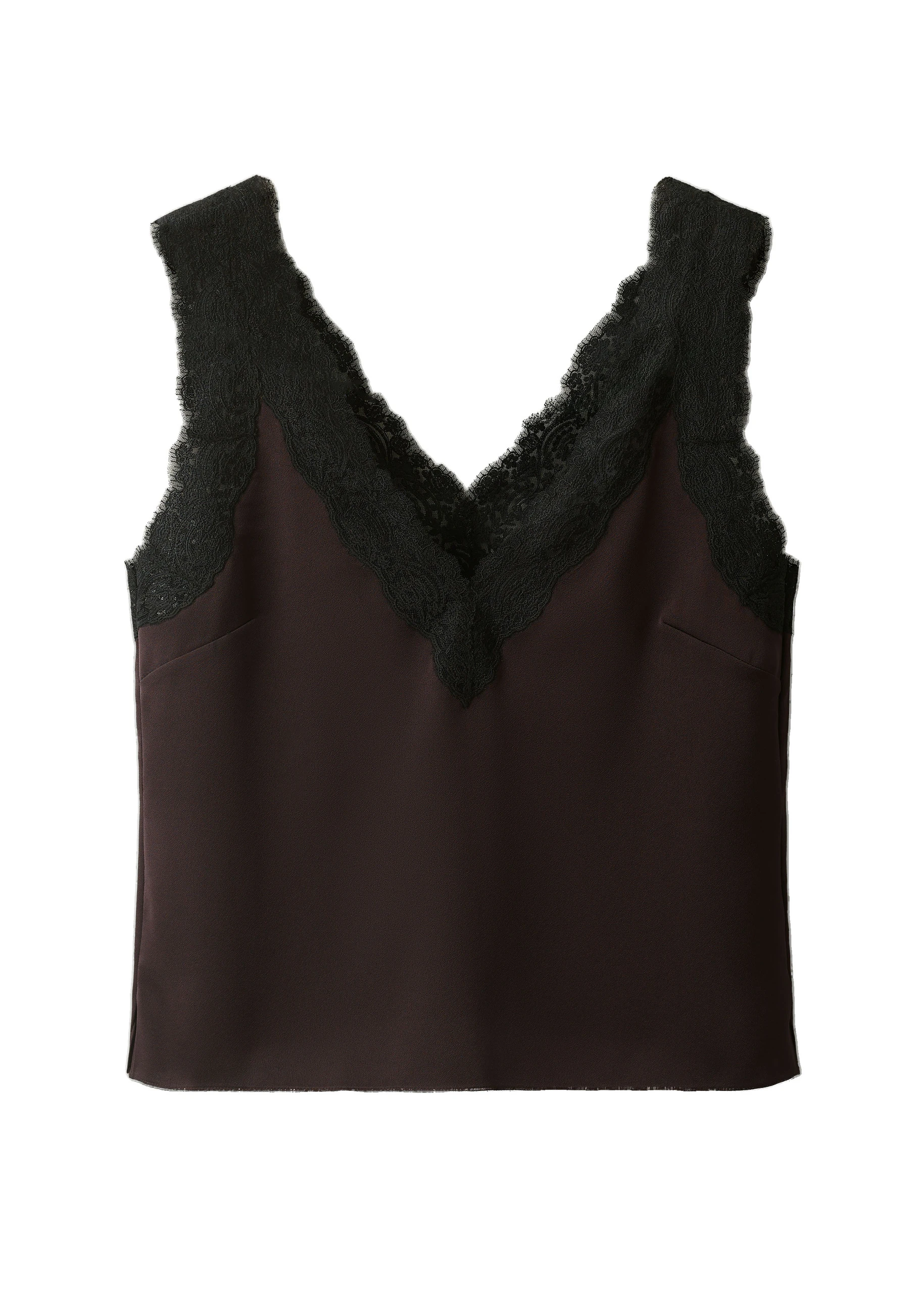ME+EM Lace Trim Cami Top in Dark Chocolate/Black ME+EM Lace Trim Cami Top in Dark Chocolate/Black | Tops | Luxury Shoes