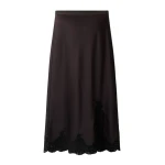 ME+EM Lace Trim Maxi Skirt in Dark Chocolate/Black | Maxi Skirts | Luxury Shoes 
