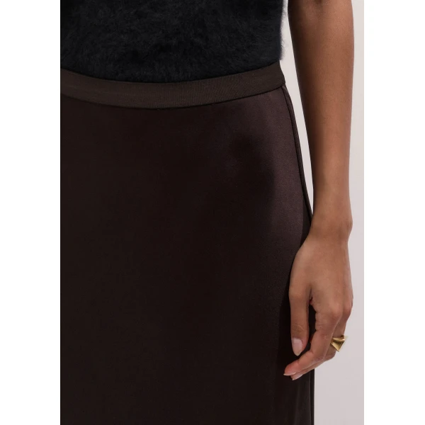 ME+EM Lace Trim Maxi Skirt in Dark Chocolate/Black, view 5 | Maxi Skirts | Luxury Shoes 