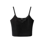 ME+EM Lace Trim Slim Knit Vest in Black | Sweaters | Luxury Shoes 