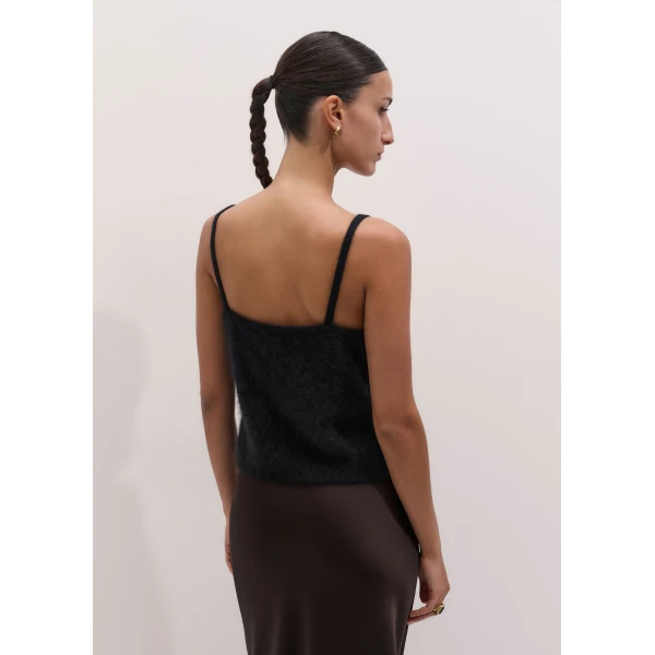 ME+EM Lace Trim Slim Knit Vest in Black, view 5 | Sweaters | Luxury Shoes 