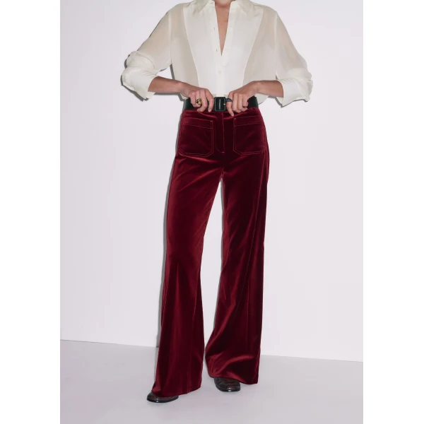 ME+EM Leg Elongator Trouser in Barolo Red, view 2 | Pants | Luxury Shoes 