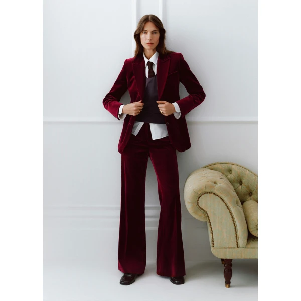 ME+EM Leg Elongator Trouser in Barolo Red, view 4 | Pants | Luxury Shoes 
