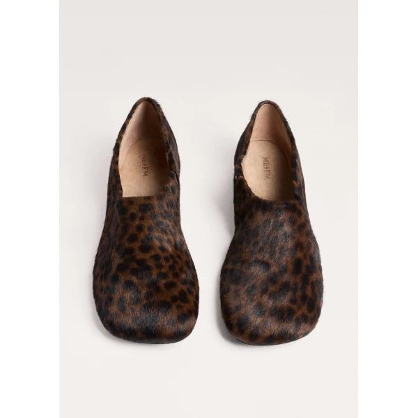 ME+EM Leopard Asymmetric Slipper in Dark Chocolate/Black