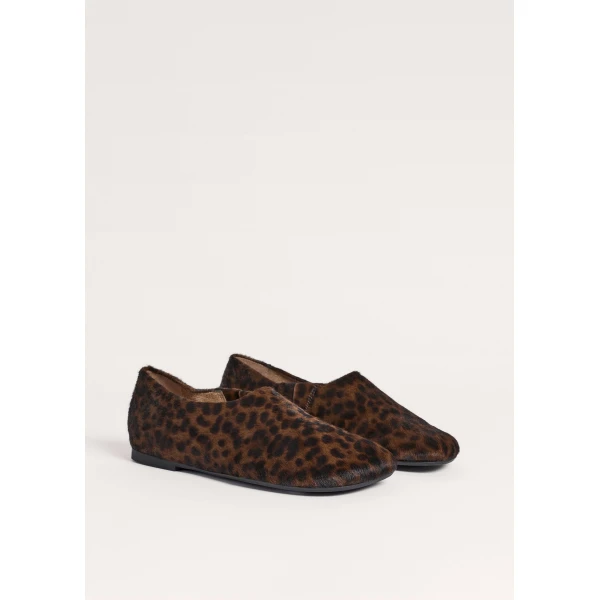 ME+EM Leopard Asymmetric Slipper in Dark Chocolate/Black