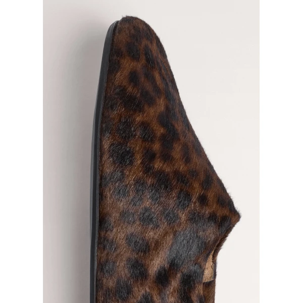 ME+EM Leopard Asymmetric Slipper in Dark Chocolate/Black