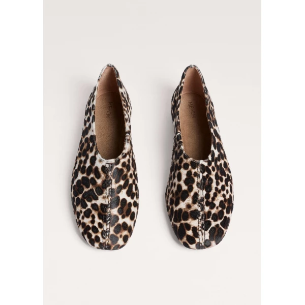 ME+EM Leopard High Front Ballet Flat in Off White/Black