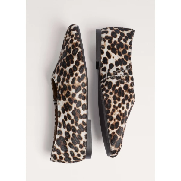 ME+EM Leopard High Front Ballet Flat in Off White/Black