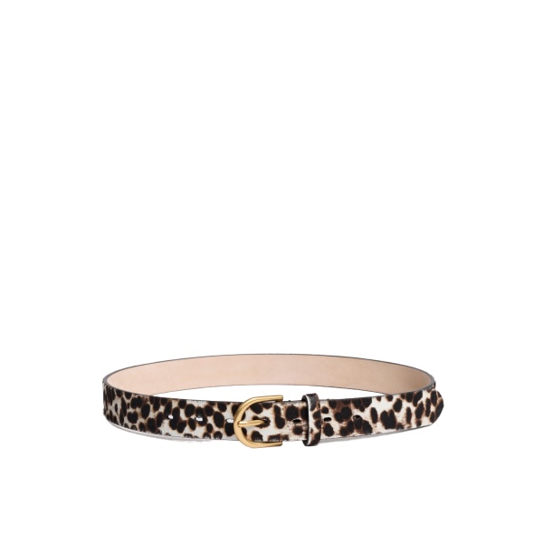 ME+EM Leopard Print Belt in Off White/Chocolate