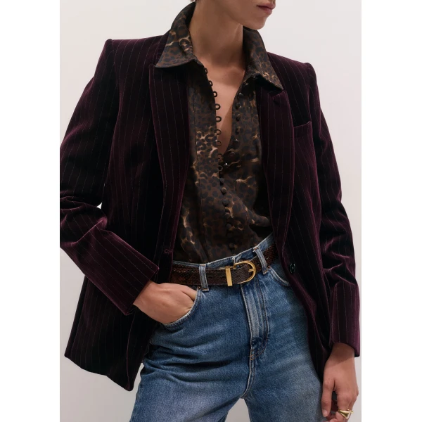 ME+EM Leopard Print Straight Blouse in Brown Multi, view 4 | Blouse | Luxury Shoes 