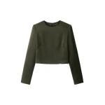 ME+EM Long Sleeve Crop Top in Bay Green | Tops | Luxury Shoes 