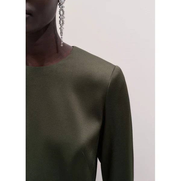 ME+EM Long Sleeve Crop Top in Bay Green, view 3 | Tops | Luxury Shoes 